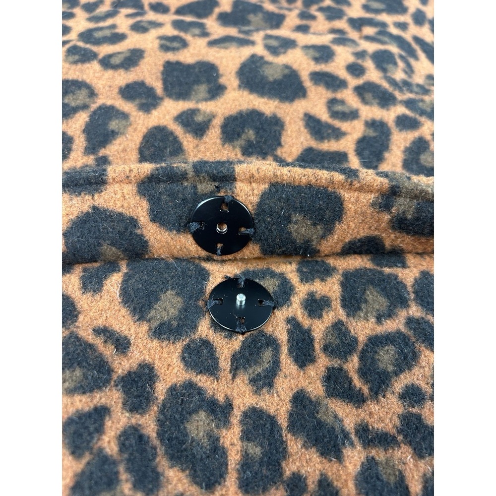 A New Day Women's Leopard Print Long Coat Size M Brown Black Snap Front Lined 45 - Picture 5 of 11